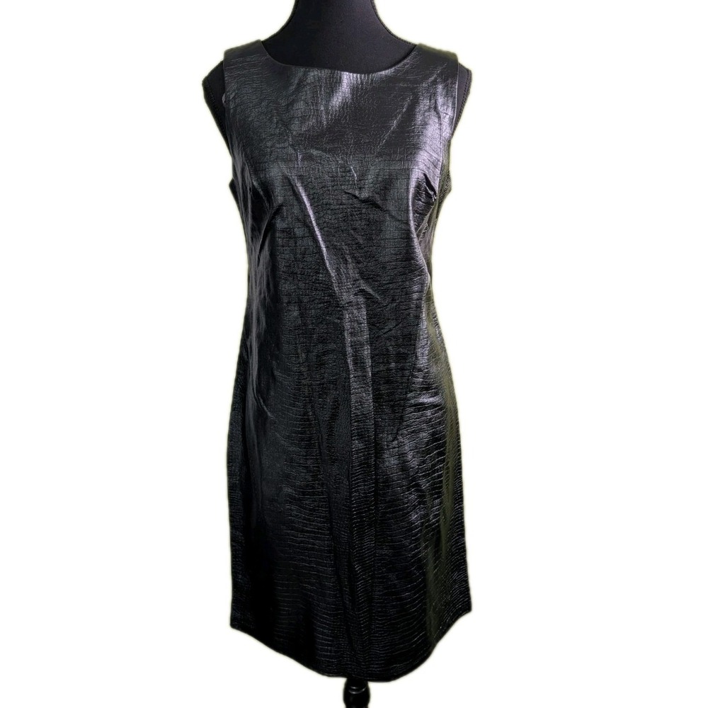 Shelby & Palmer NWT Black Faux Leather Sheath Dress Croc Texture Size 4